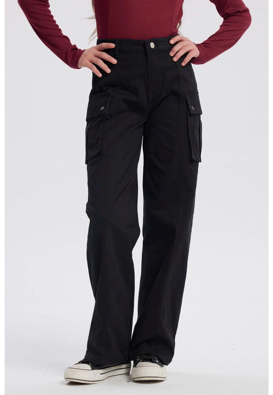 Pantalón Niña Wide Leg Negro-0