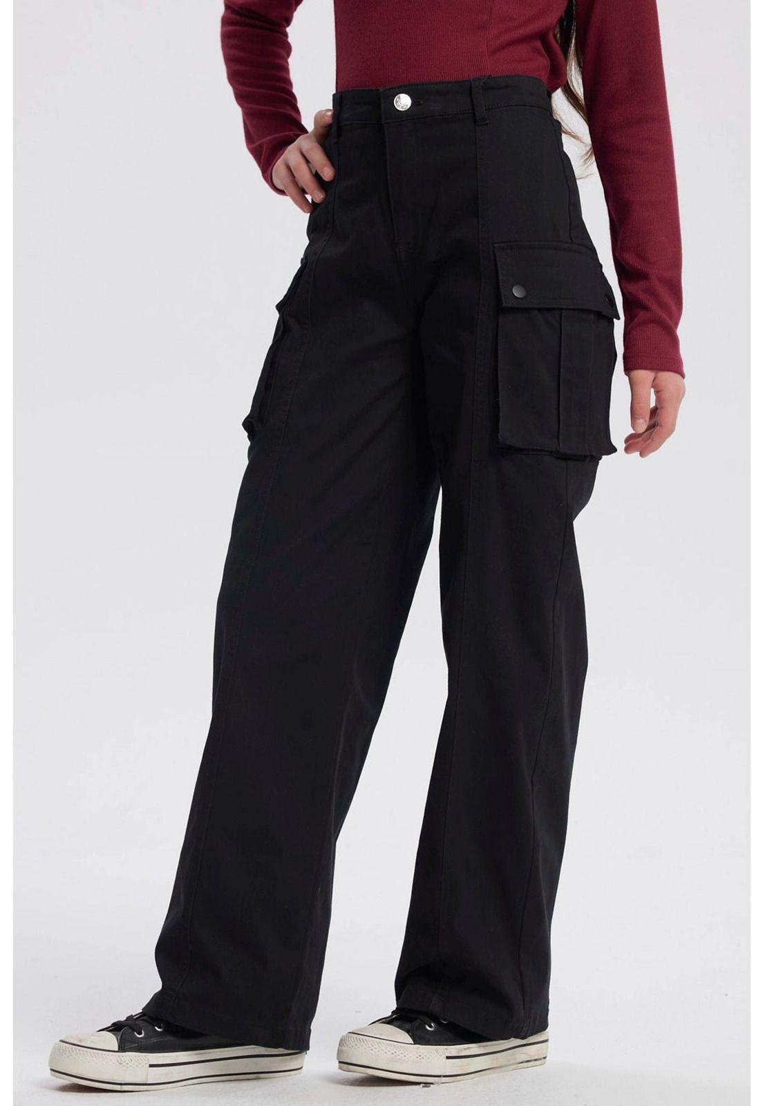 Pantalón Niña Wide Leg Negro-1