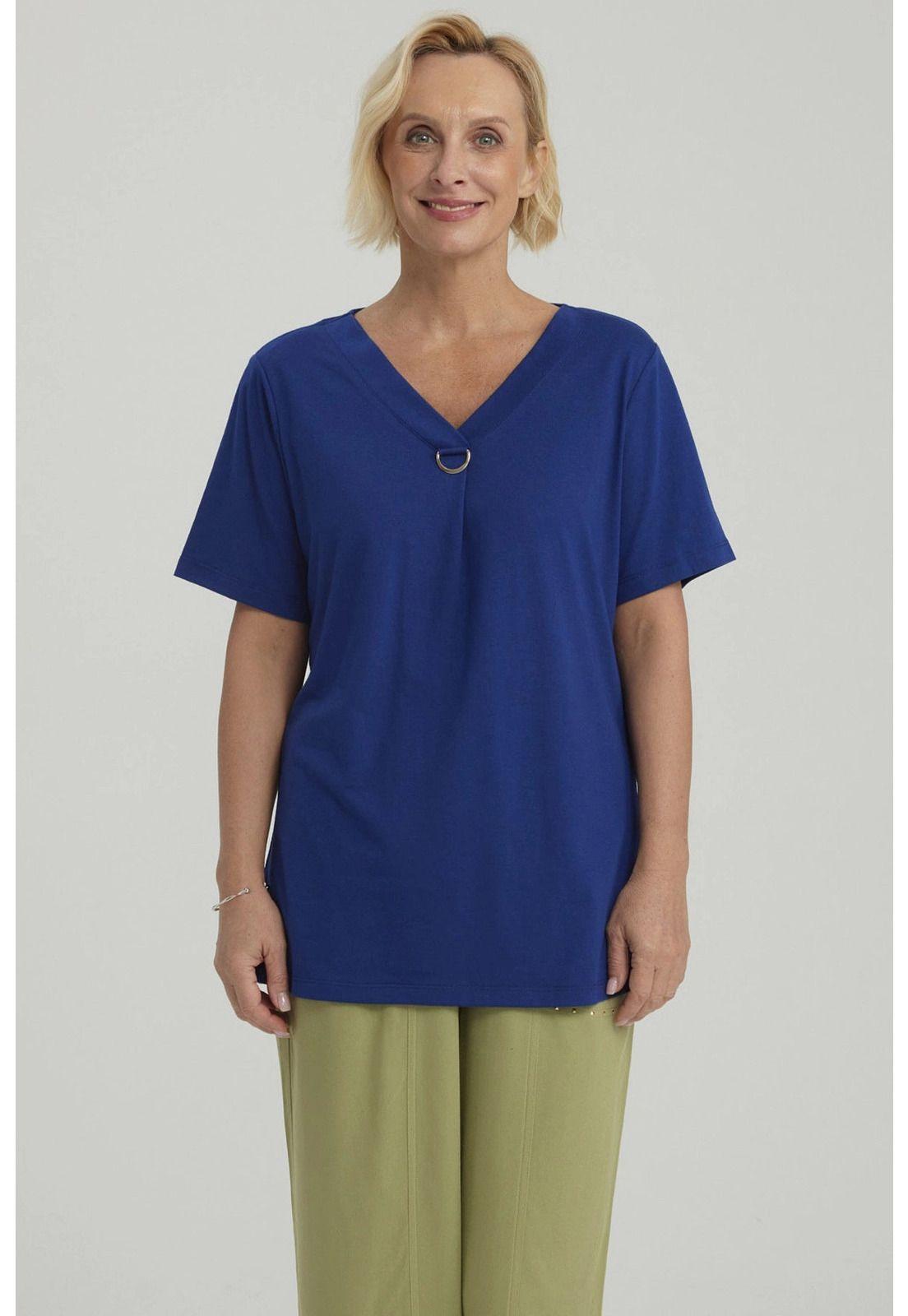 Polera Mujer Detalle Escote Azul Oscuro-4