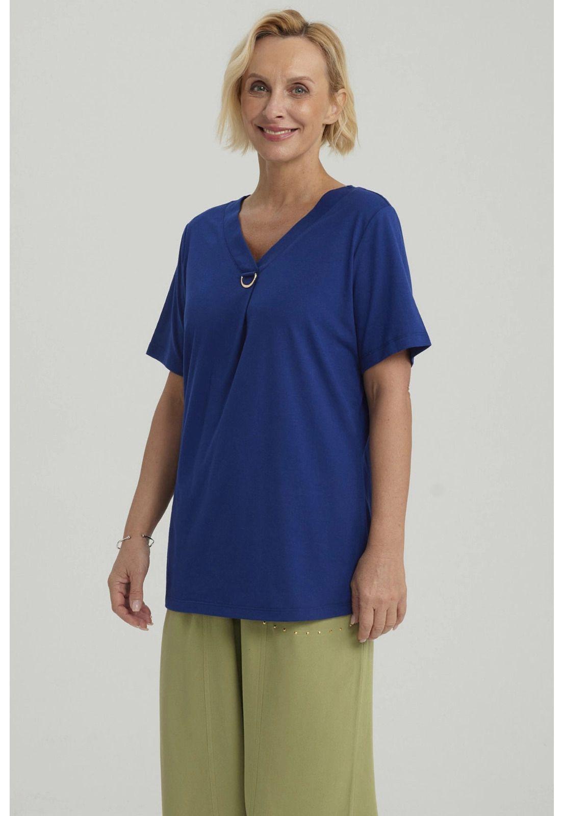 Polera Mujer Detalle Escote Azul Oscuro-5