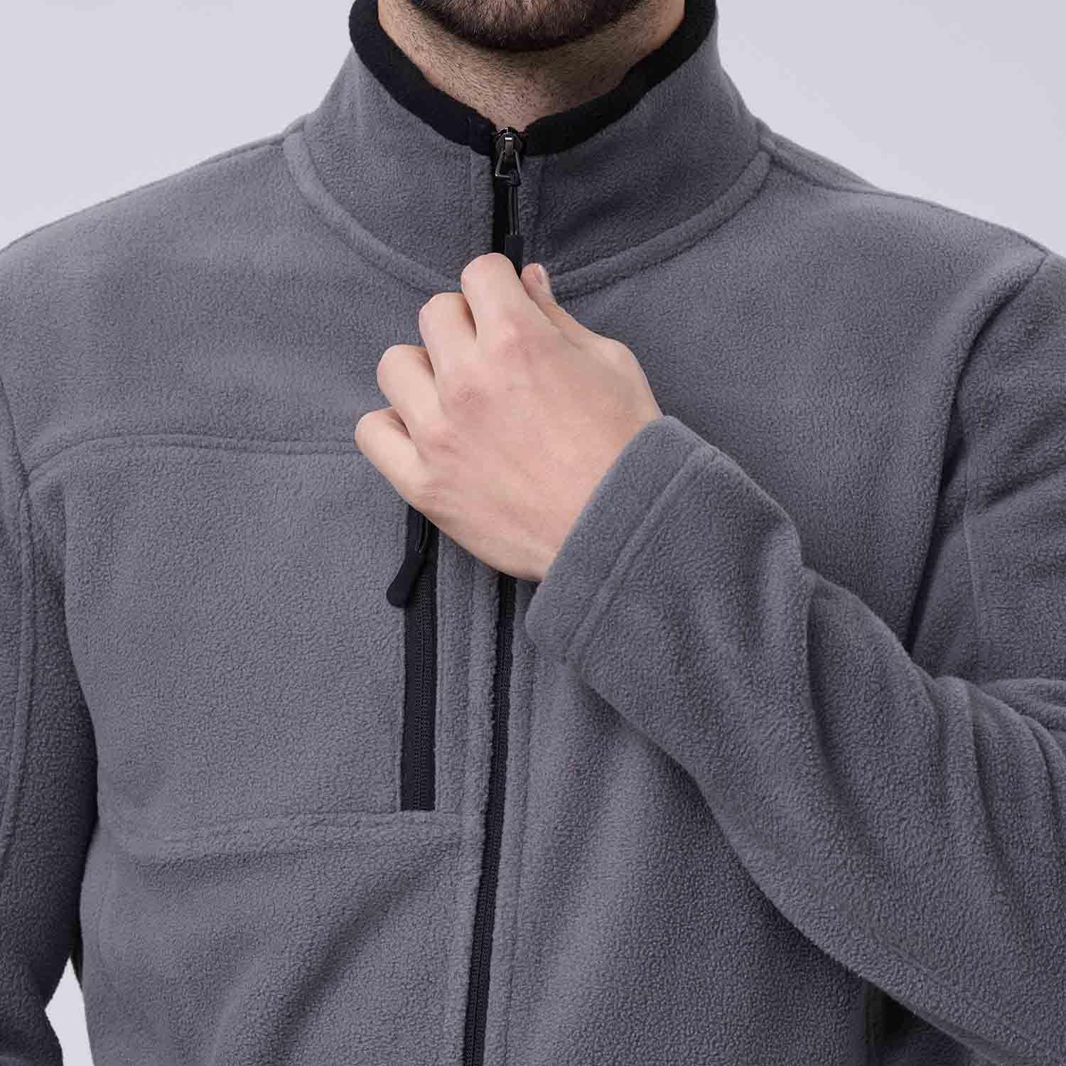 Polar Hombre Full Zipper Liso Gris-3