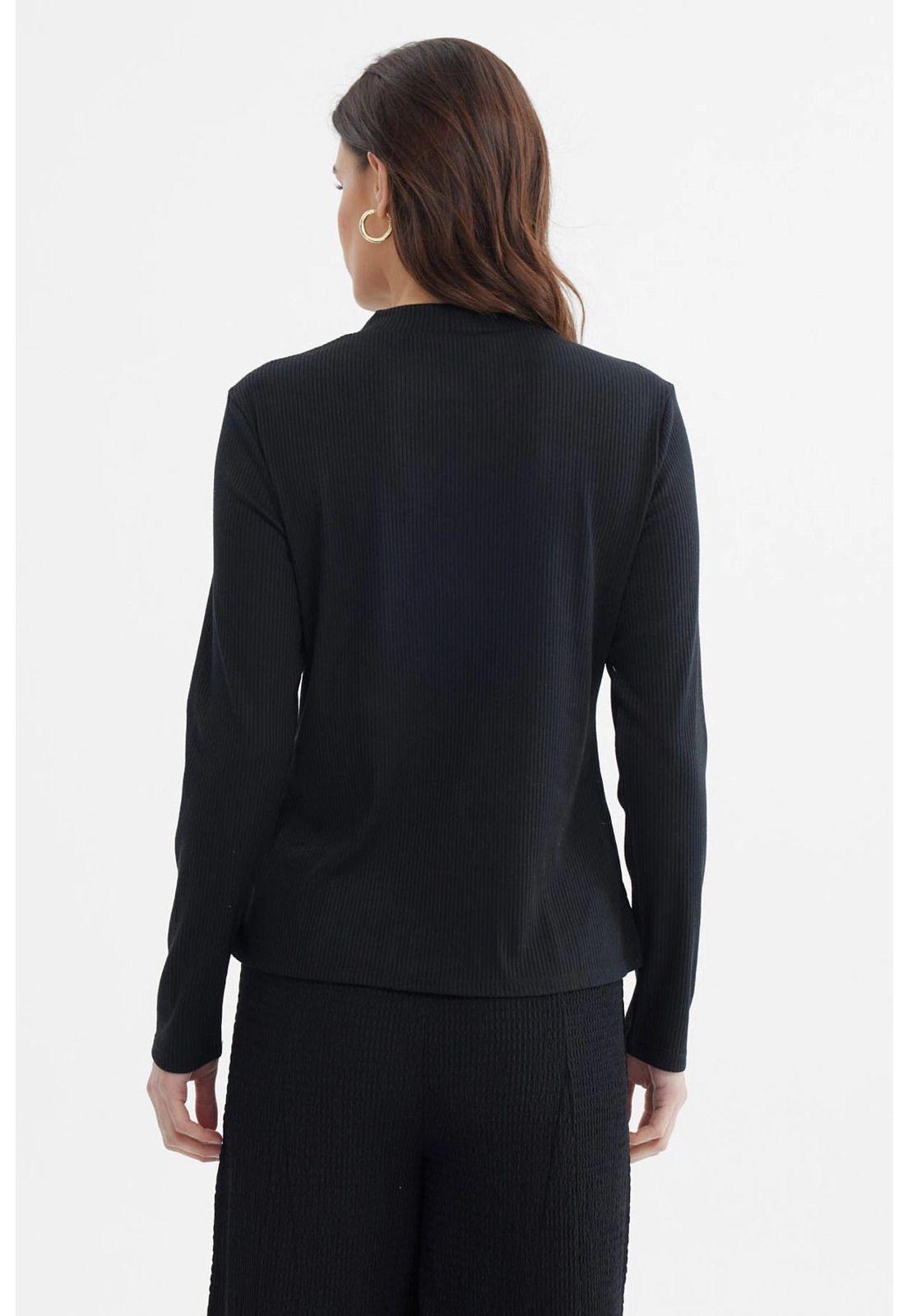 Polera Mujer Rib Lisa Negro - lV-2