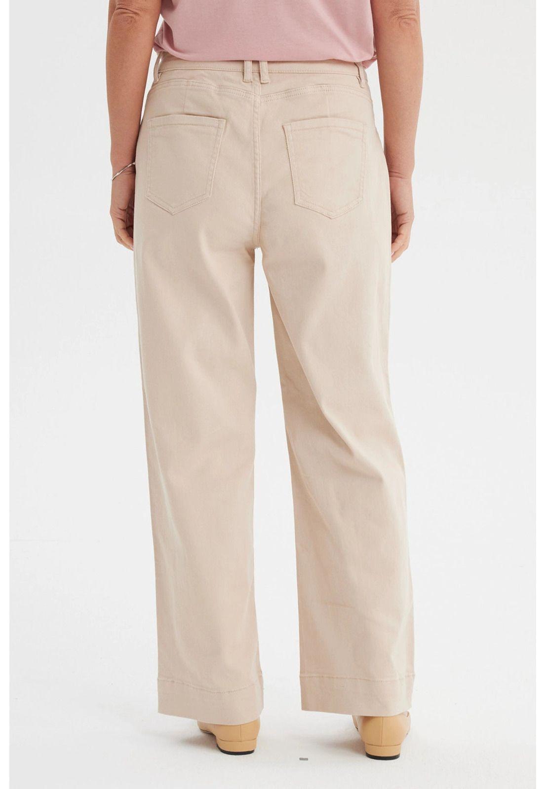 Jeans Mujer Clásico Calce Recto Beige Claro-2