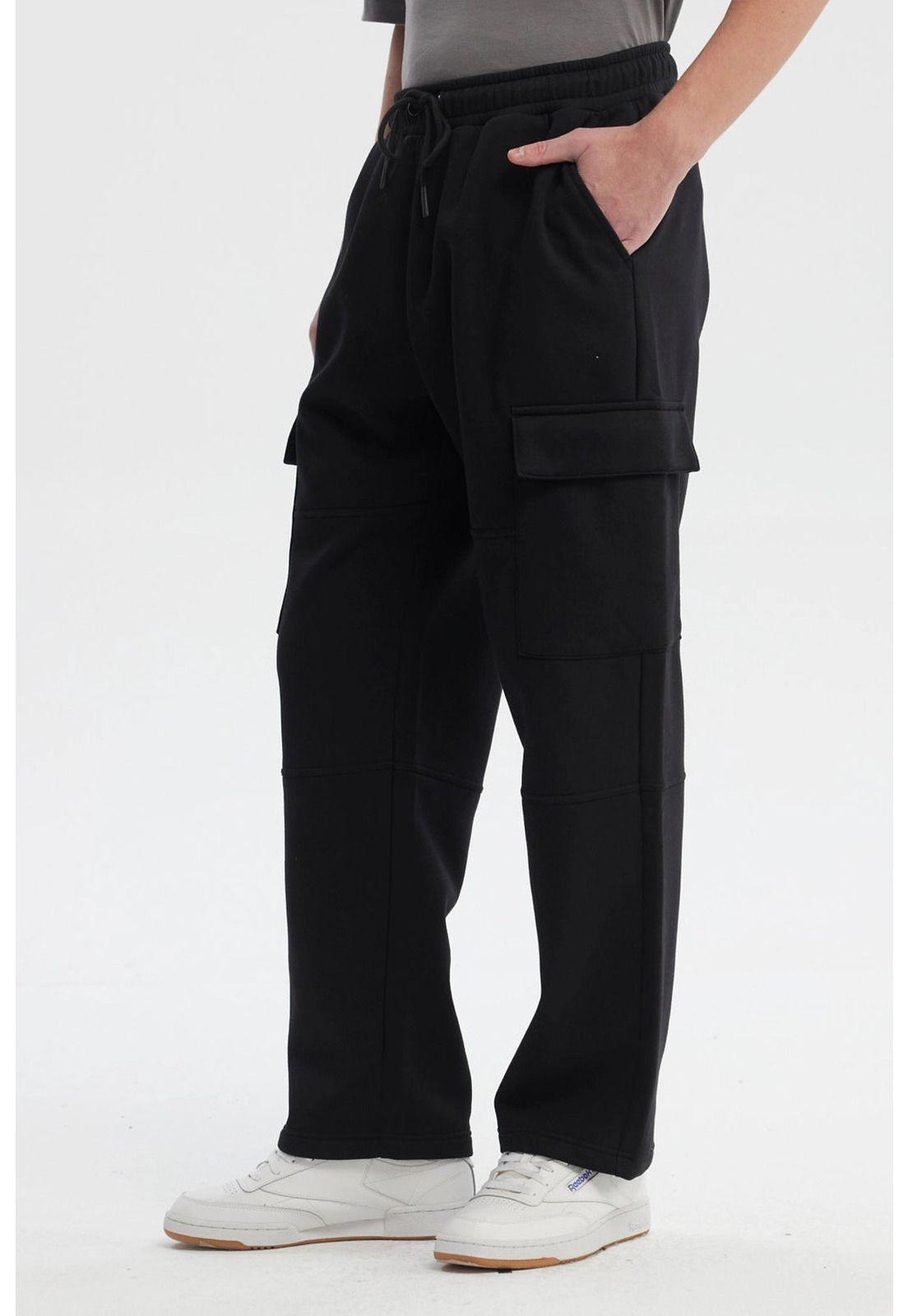 Pantalón Buzo Hombre Calce Recto Negro - Vl-1