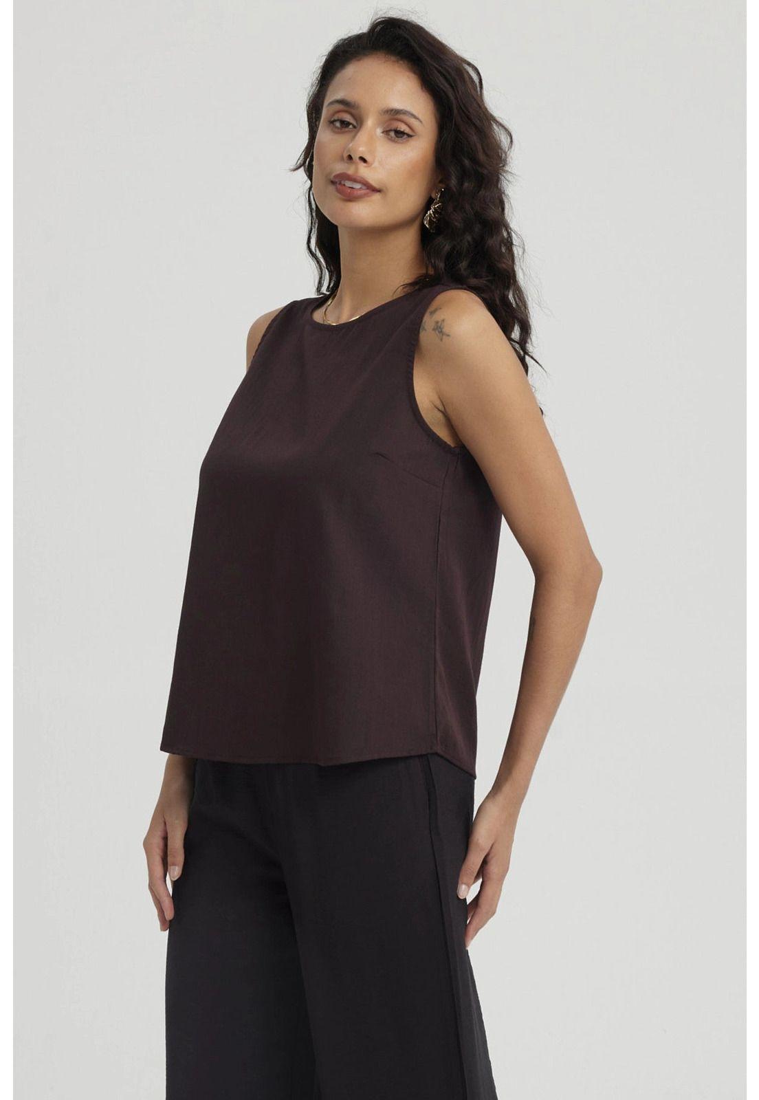 Blusa Mujer Slim Café Oscuro- lll-1
