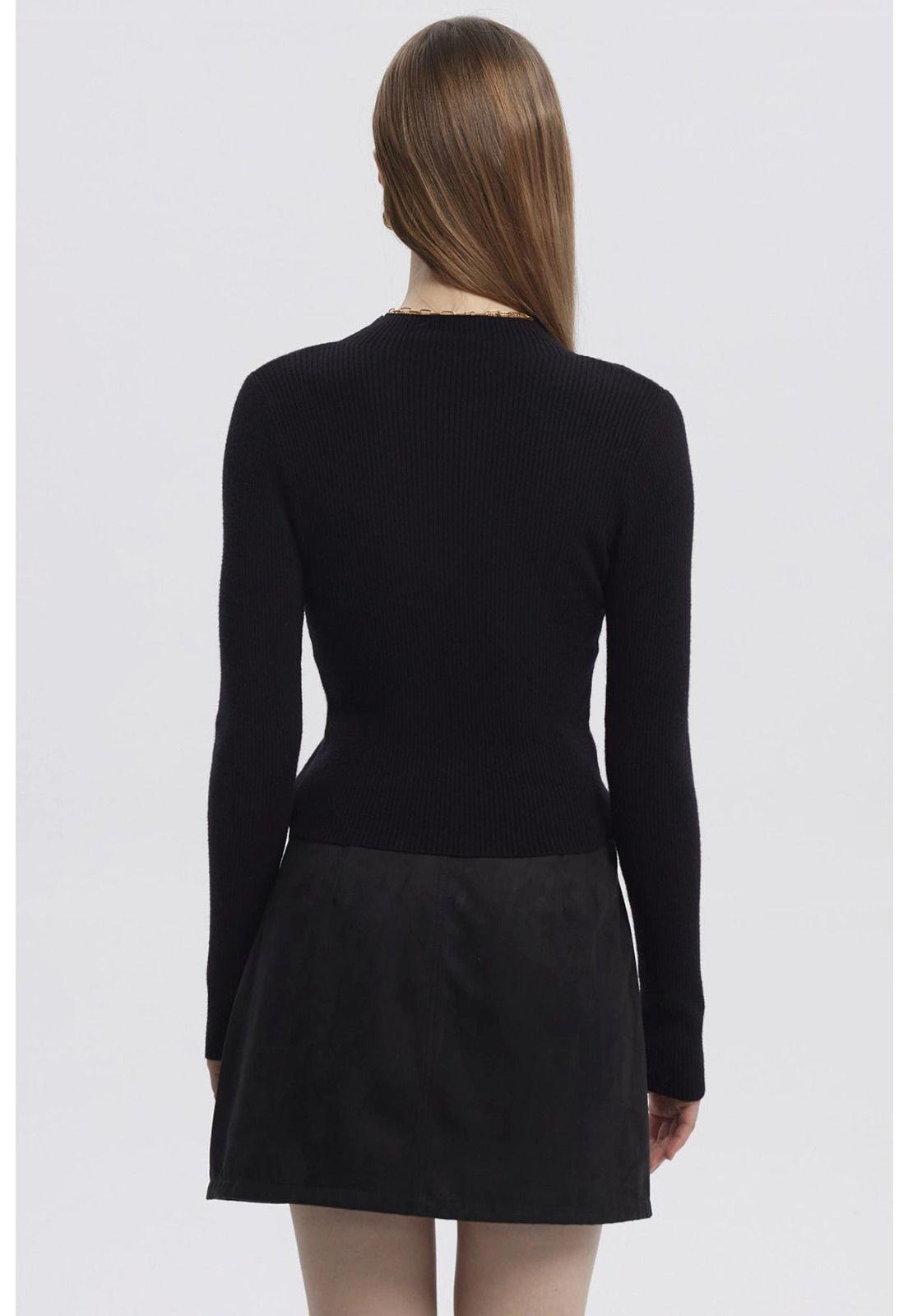 Sweater Mujer Ajustado Negro - Vl-2