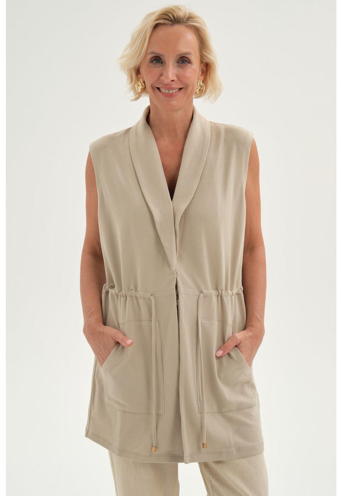 Sweater Mujer Abierto Beige-0