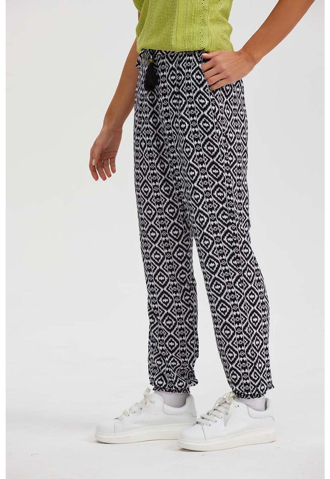 Pantalón Mujer Bombacho Puño Elástico Negro - ll-1