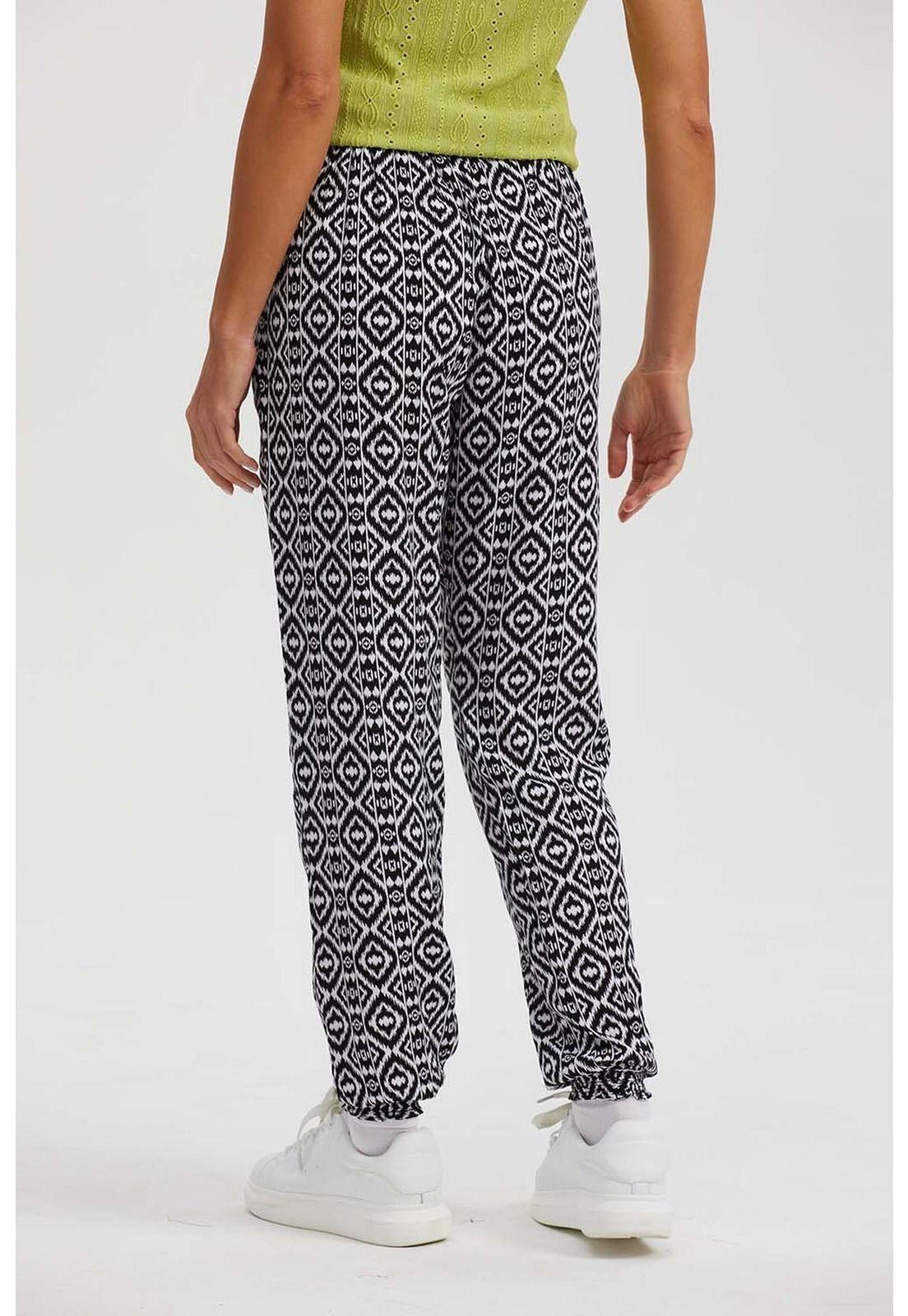 Pantalón Mujer Bombacho Puño Elástico Negro - ll-2