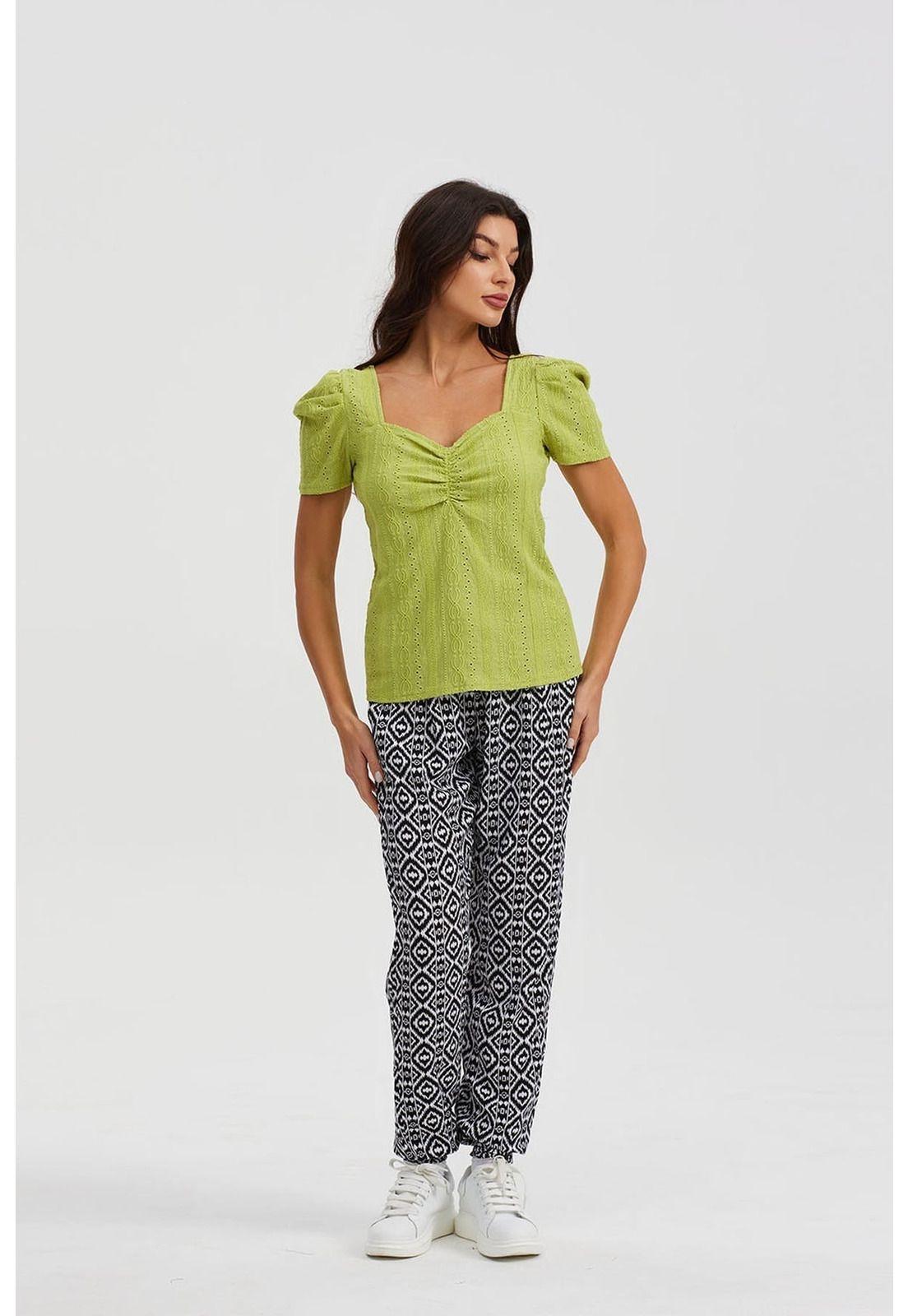 Pantalón Mujer Bombacho Puño Elástico Negro - ll-3