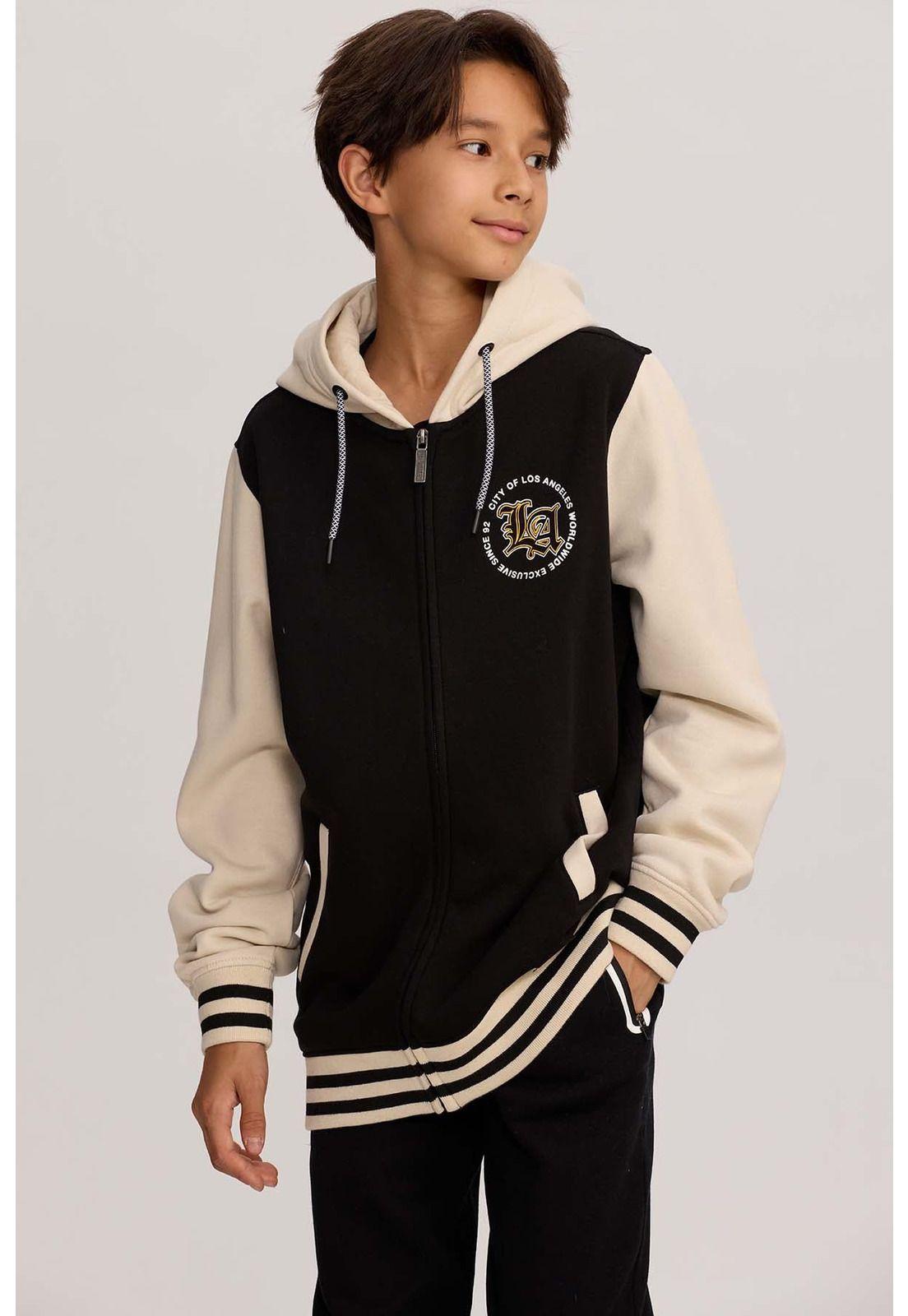 Polerón Niño Tipo College Negro-1