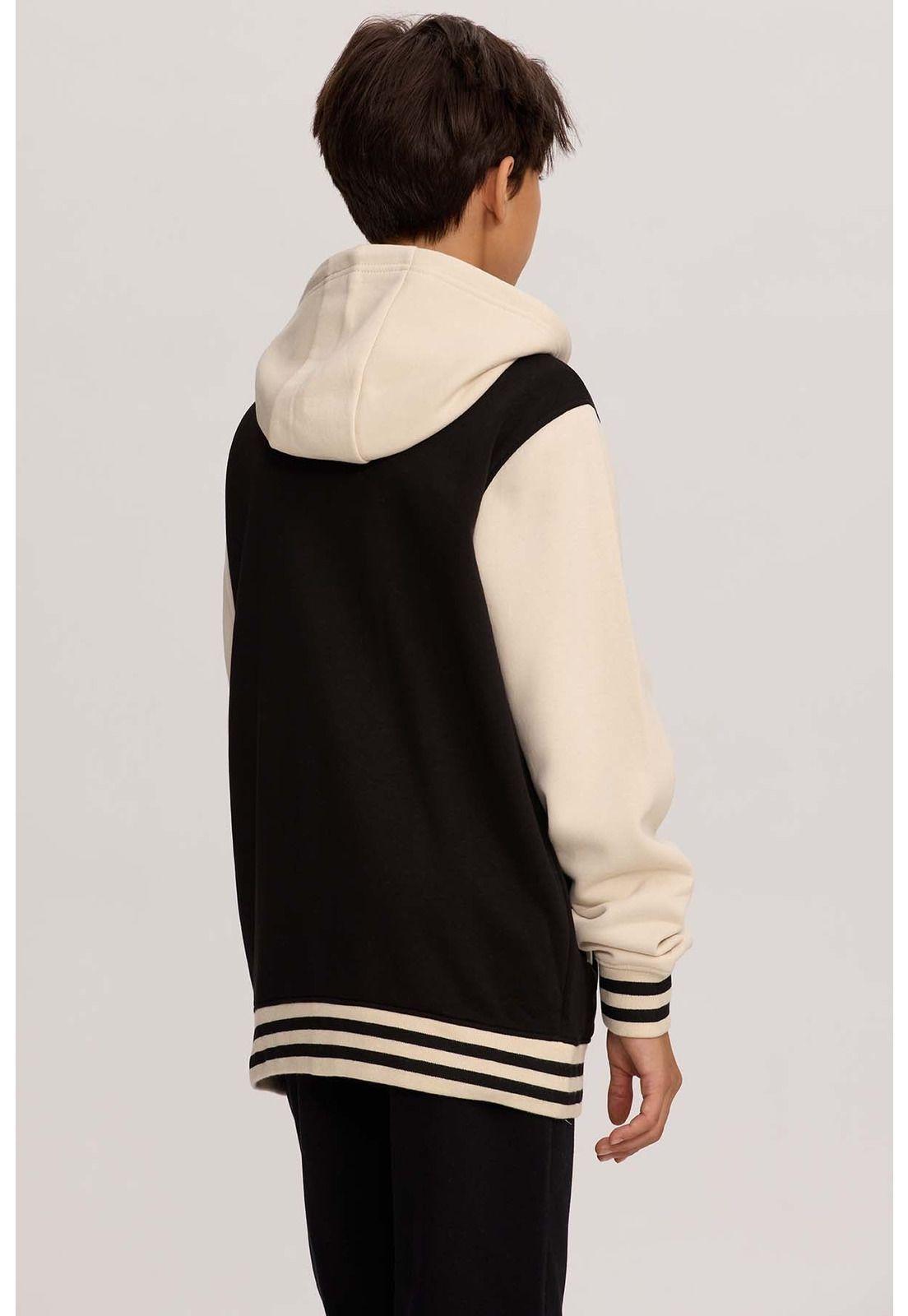 Polerón Niño Tipo College Negro-2