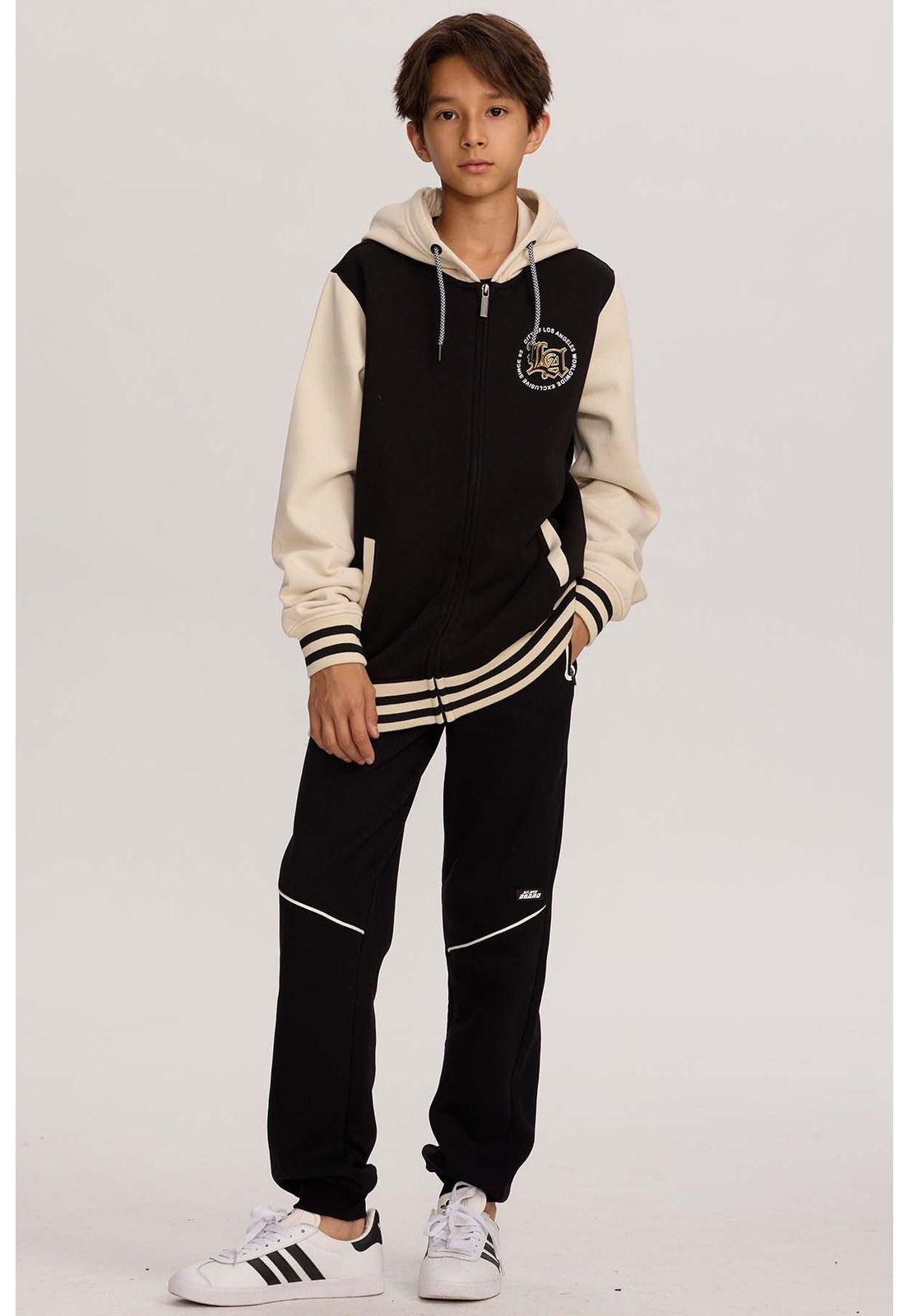 Polerón Niño Tipo College Negro-3