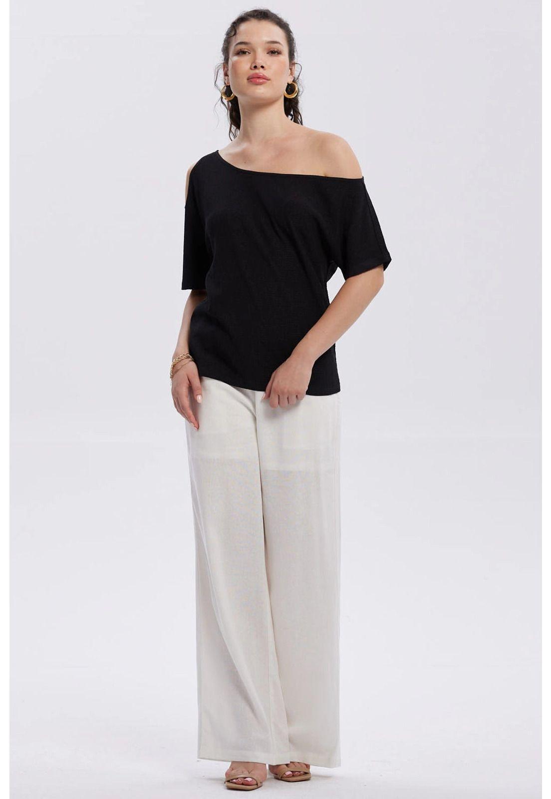 Polera Mujer Cuello Bote Negro-3