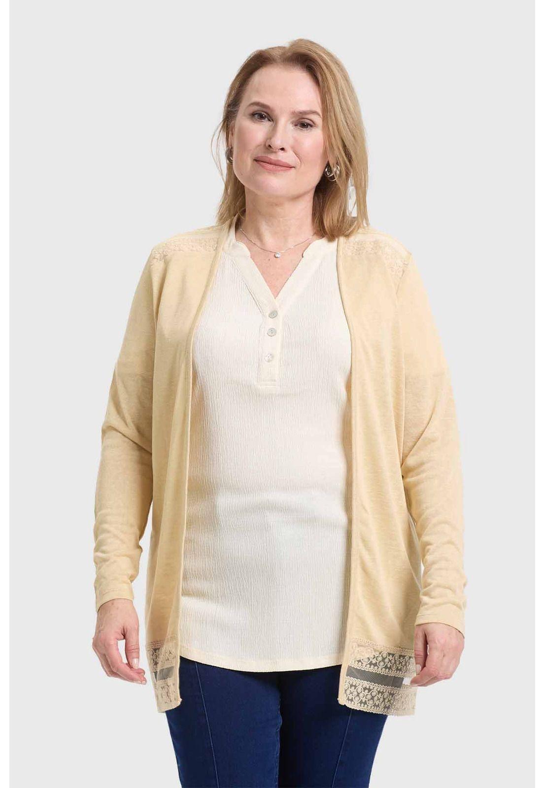 Polera Mujer Encaje Beige-0