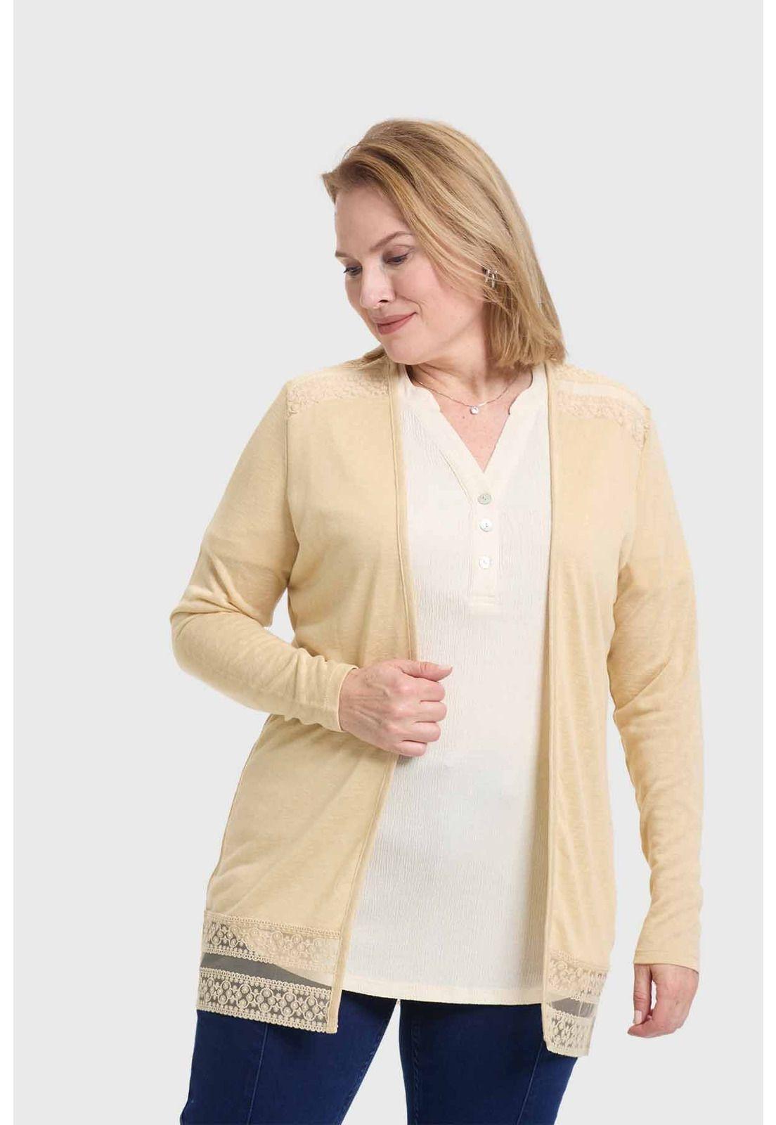 Polera Mujer Encaje Beige-1