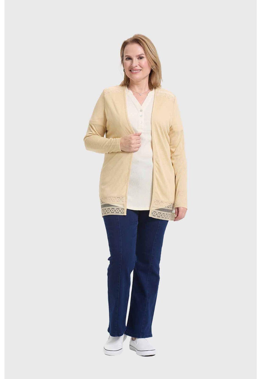 Polera Mujer Encaje Beige-3