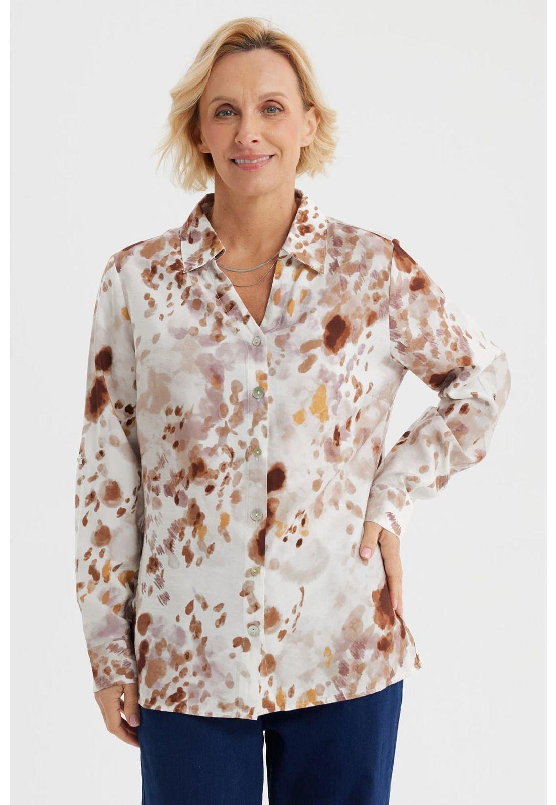 Blusa Mujer Abotonada Café Claro-0