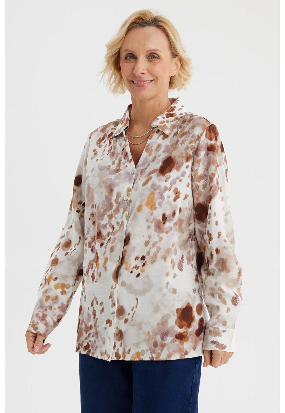 Blusa Mujer Abotonada Café Claro-1