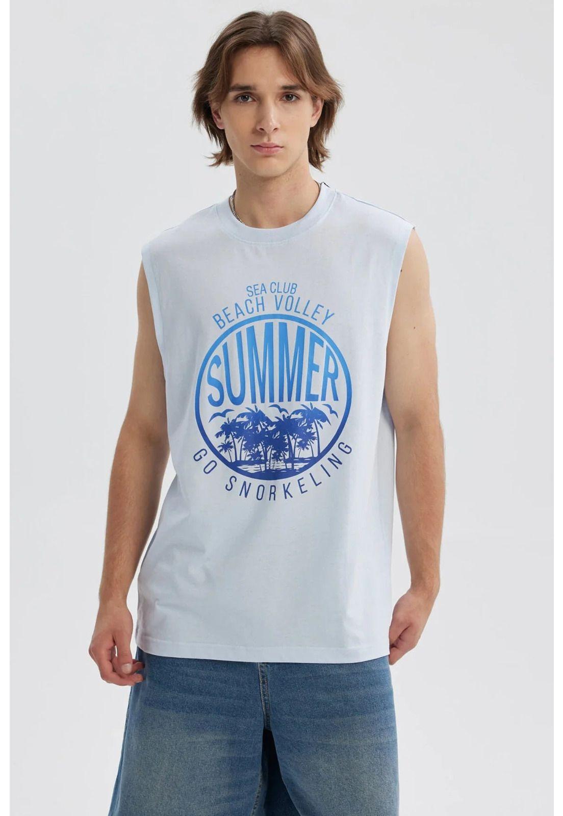 Polera Hombre Print Posicional Celeste- ll-0