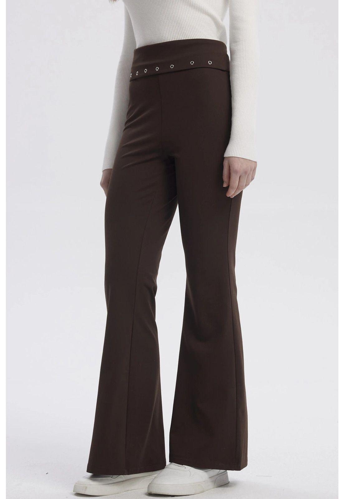 Pantalón Mujer Flare Café Oscuro - ll-1