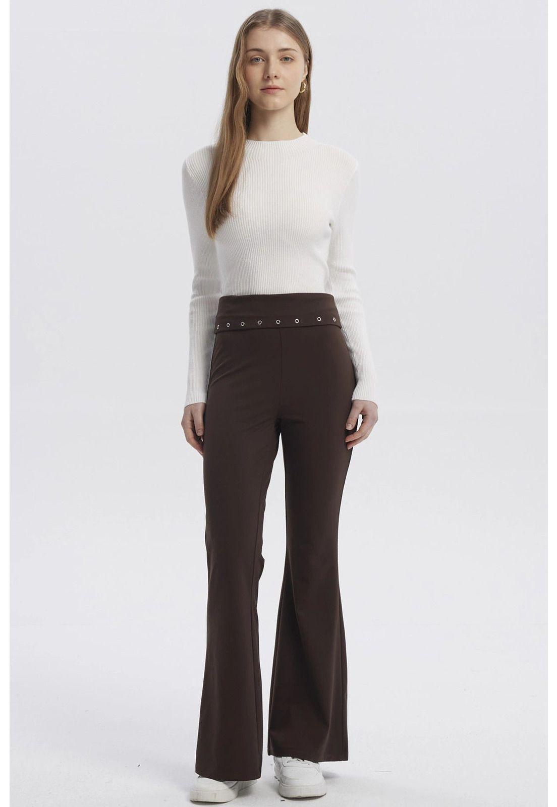 Pantalón Mujer Flare Café Oscuro - ll-3