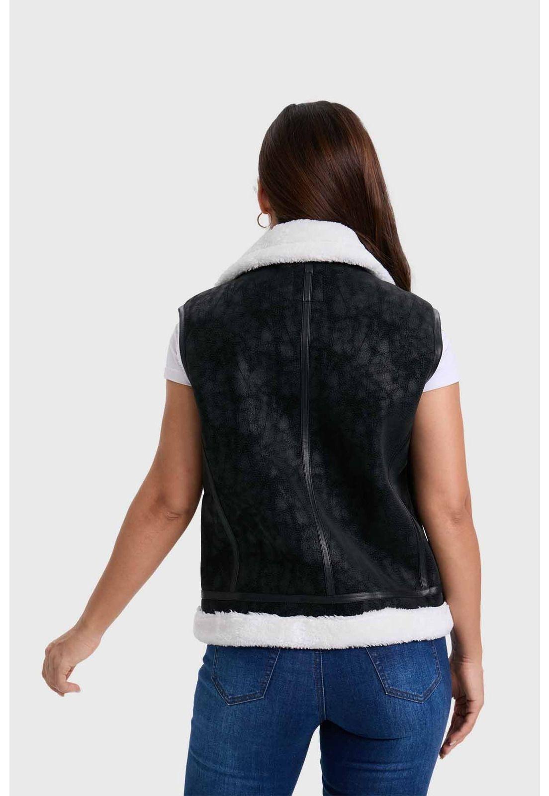 Chaqueta Mujer Efecto Cuero Bonded Negro- ll-3