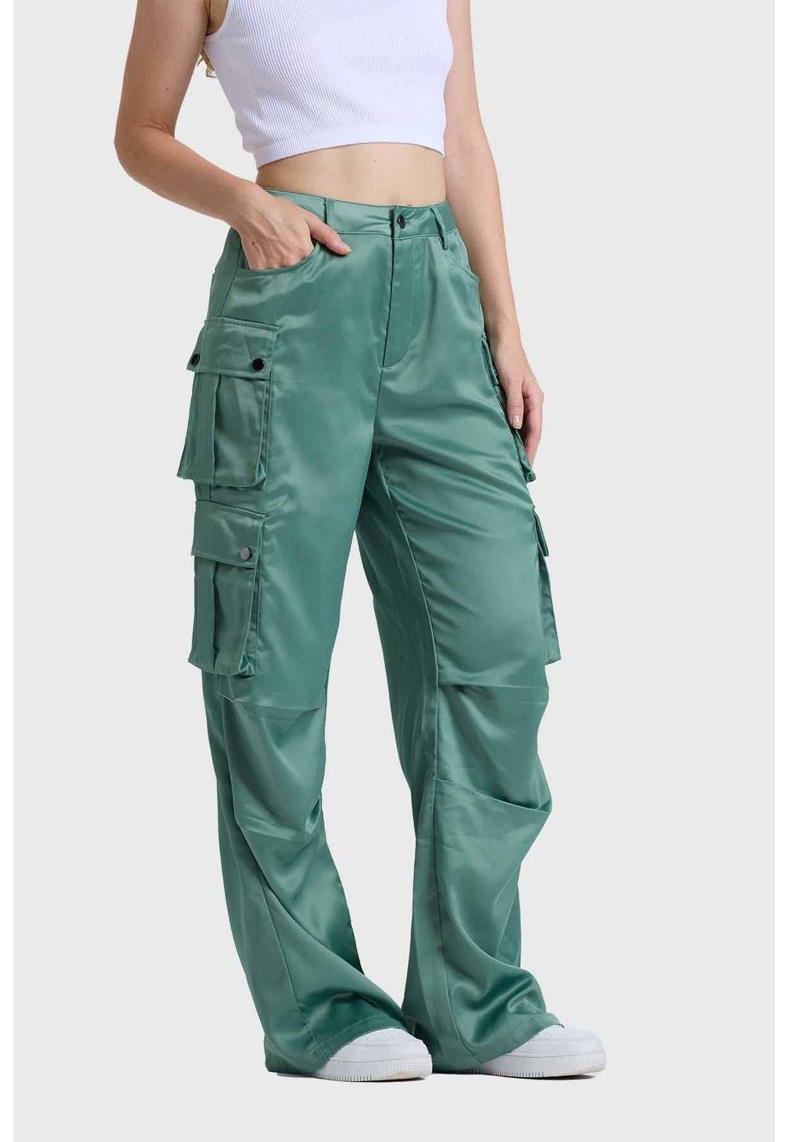 Pantalón Mujer Cargo Verde-1