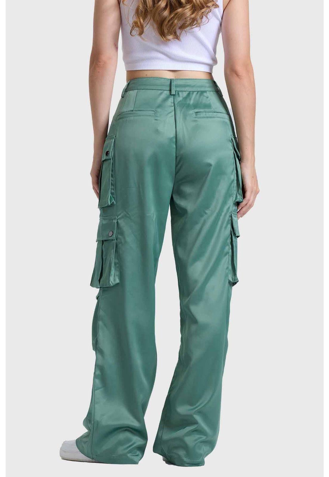 Pantalón Mujer Cargo Verde-2
