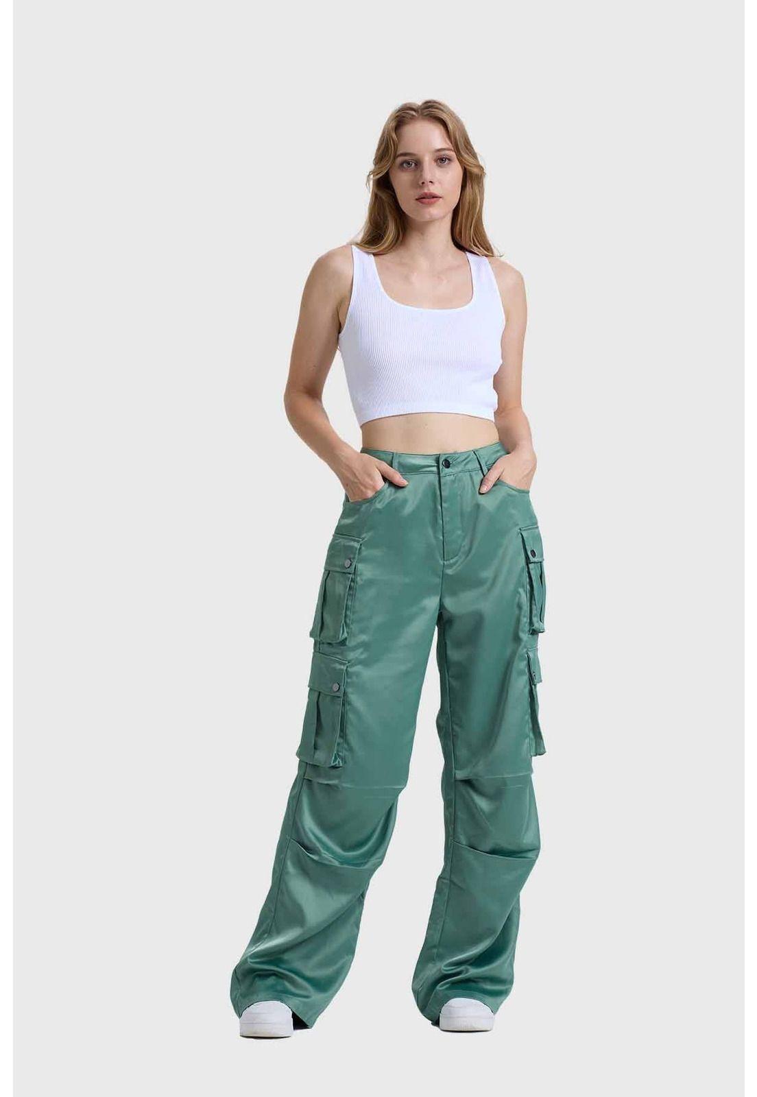 Pantalón Mujer Cargo Verde-3