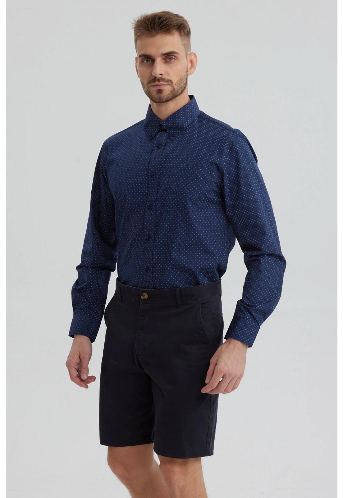 Camisa Hombre Fantasía Azul Marino-1