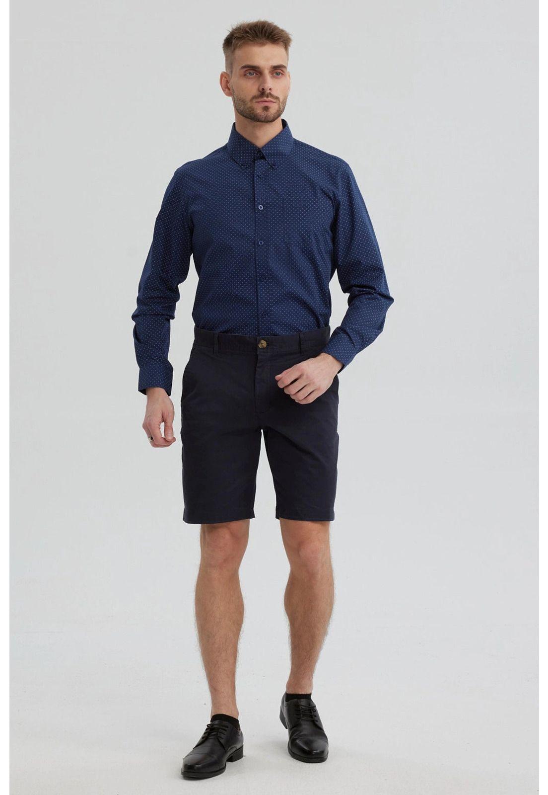 Camisa Hombre Fantasía Azul Marino-3