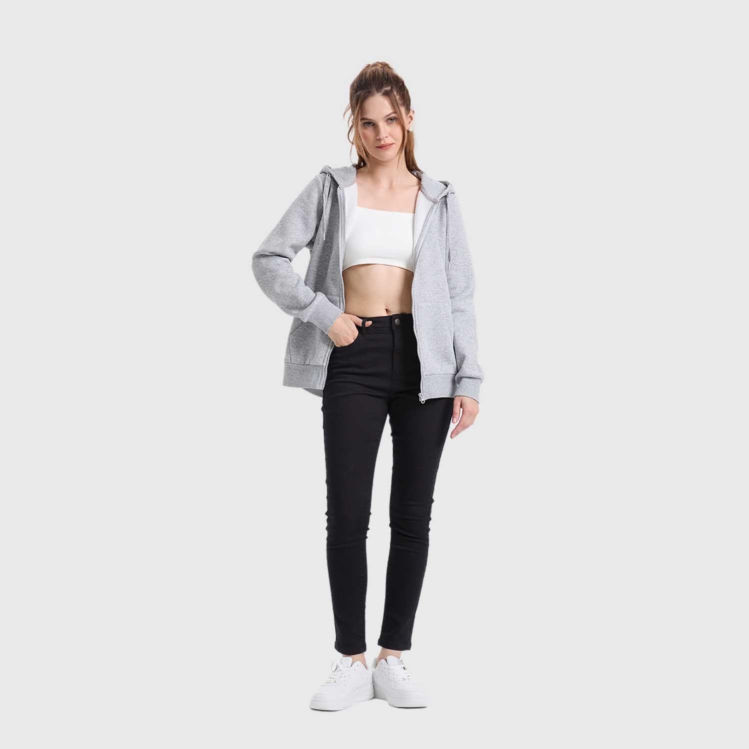 Polerón Mujer Hoodie Gris Melange Fashion's Park-3