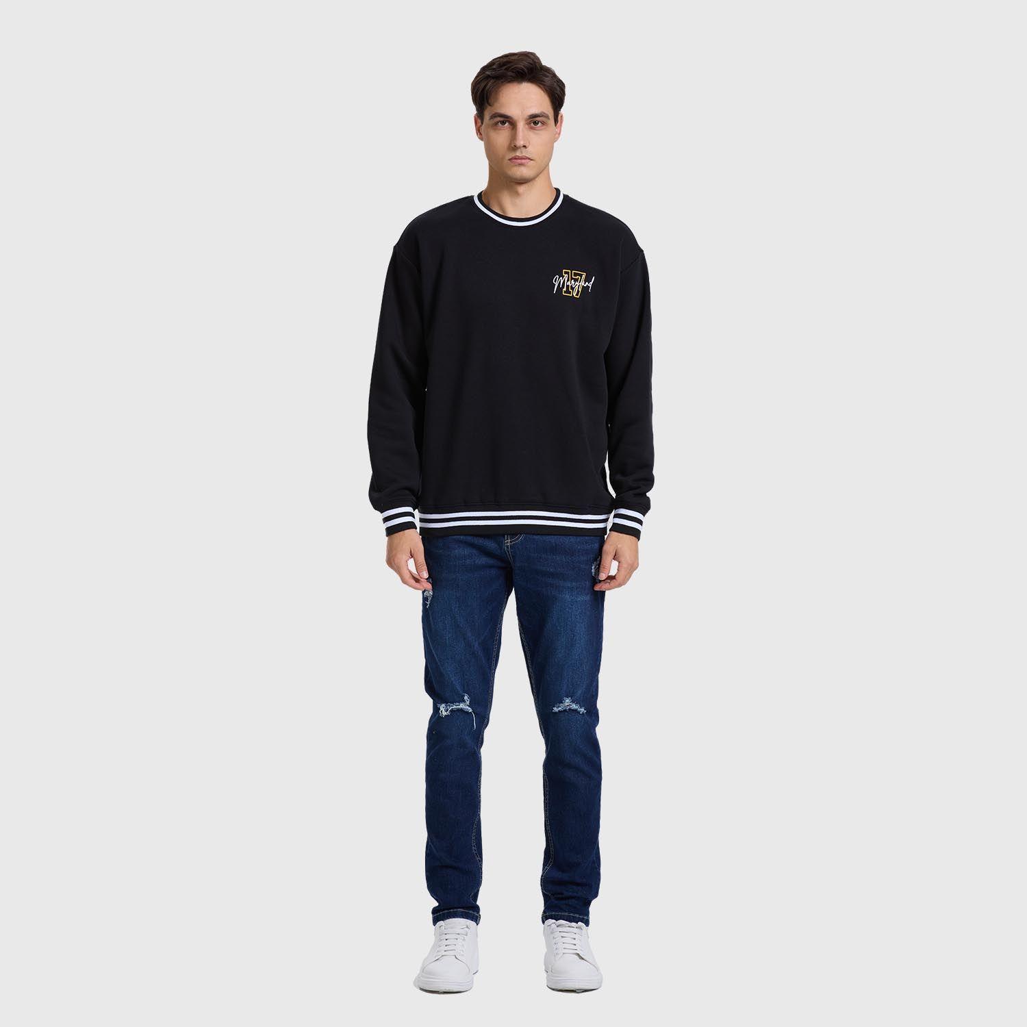 Polerón Hombre Print College Negro-3