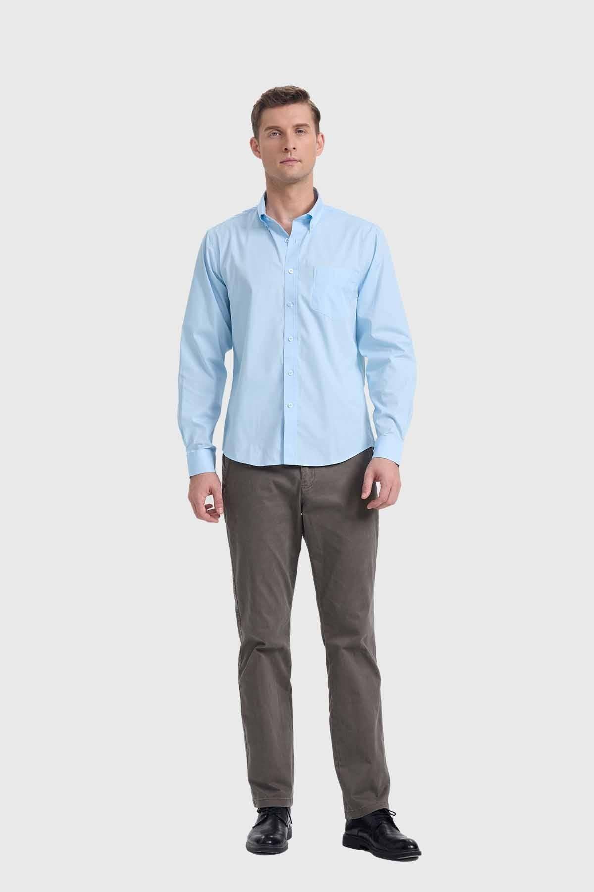 Camisa Hombre Repelente Al Agua Celeste-3