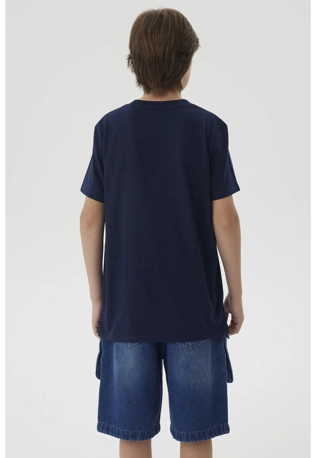 Polera Niño Básica Estampada Azul Oscuro- ll-2
