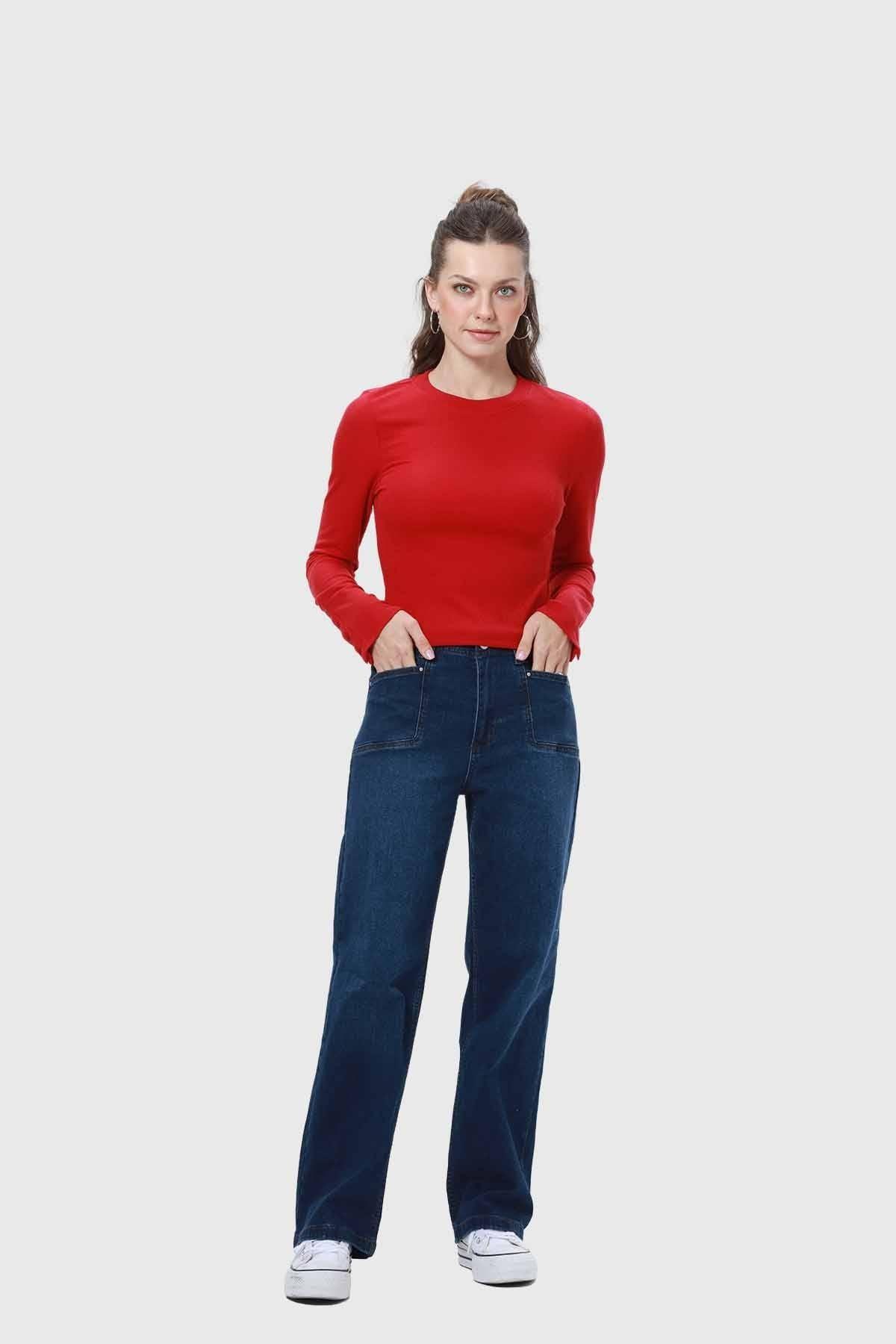 Polera Mujer Botones Rojo-3