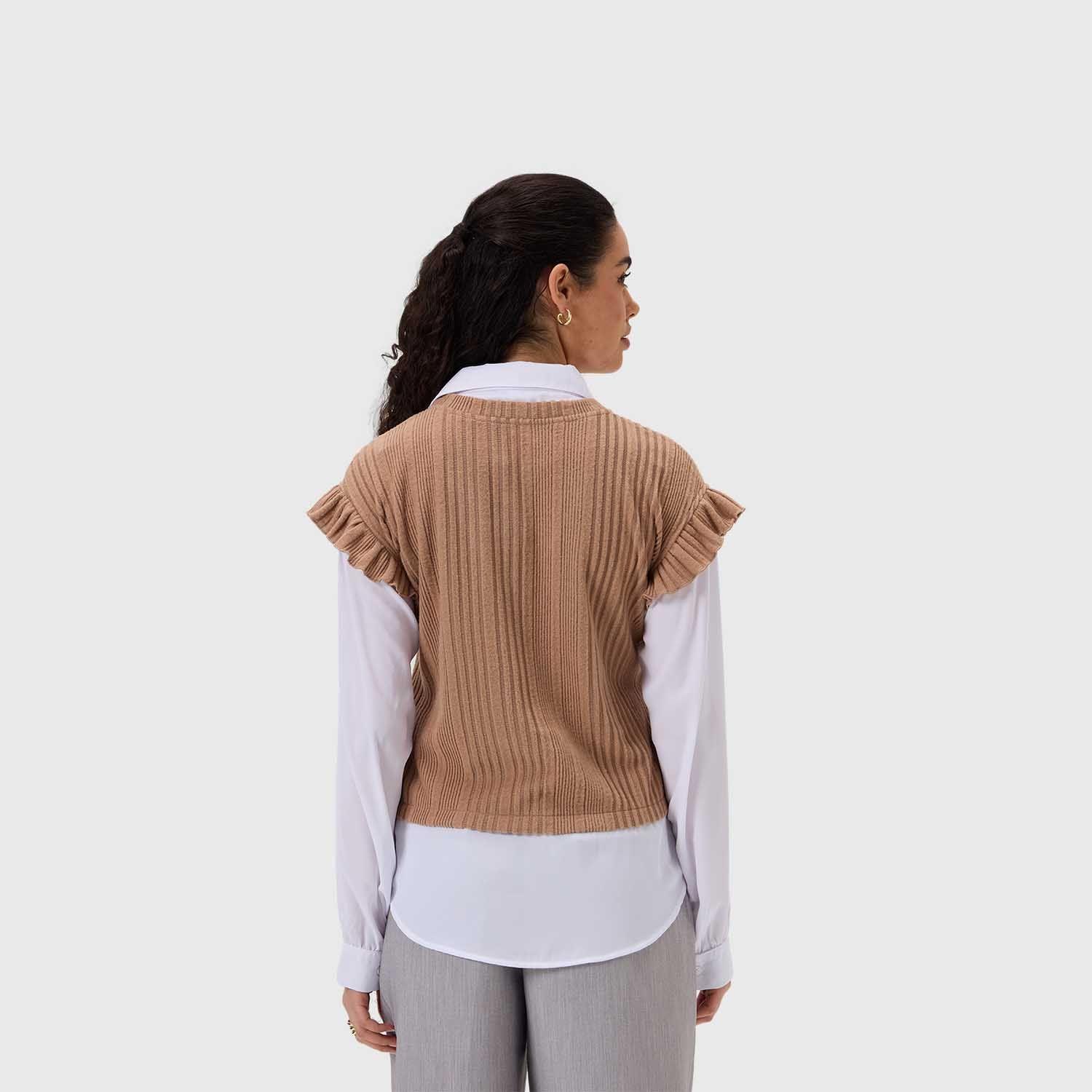 Sweater Mujer Manga Vuelos Beige Fashion's Park-2