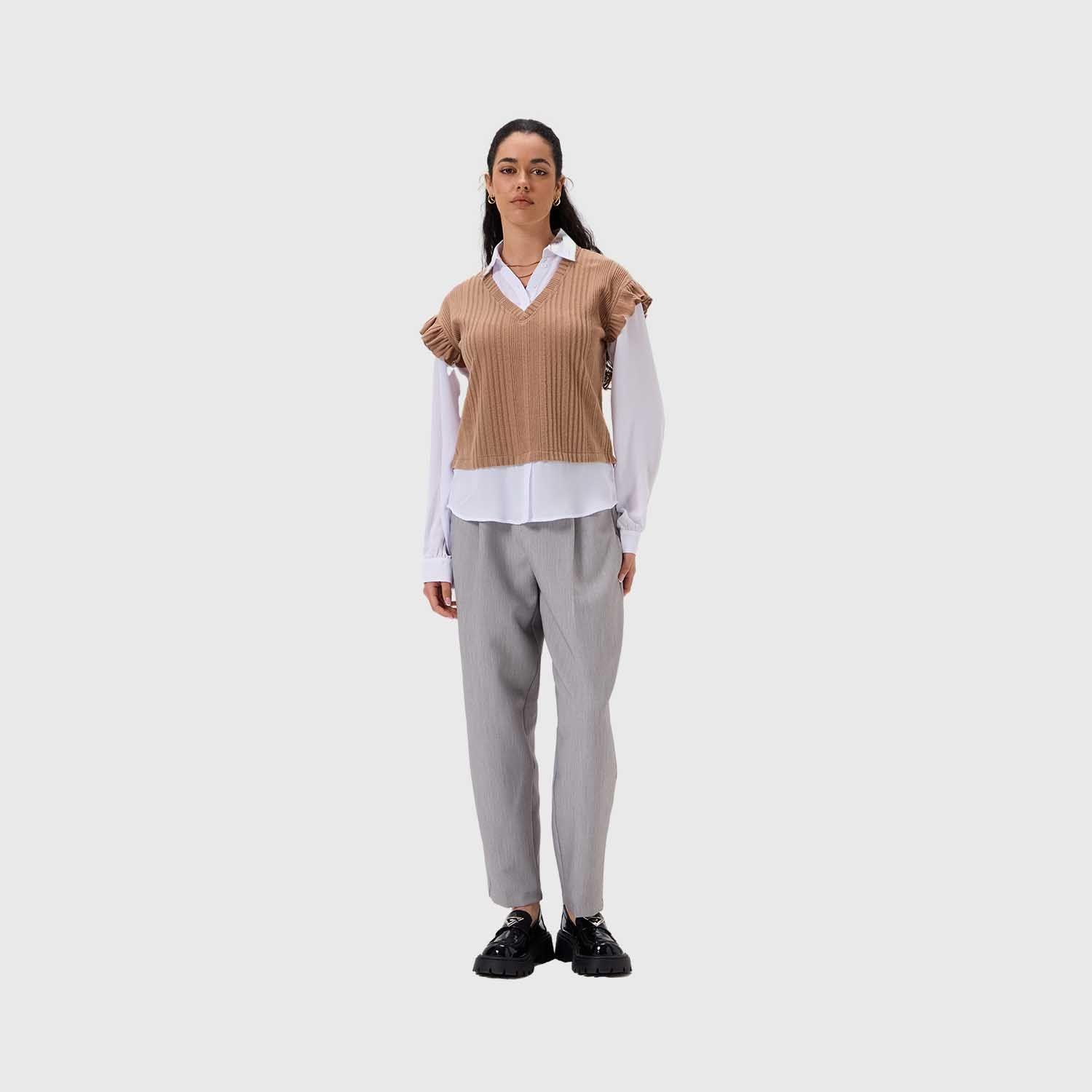 Sweater Mujer Manga Vuelos Beige Fashion's Park-3