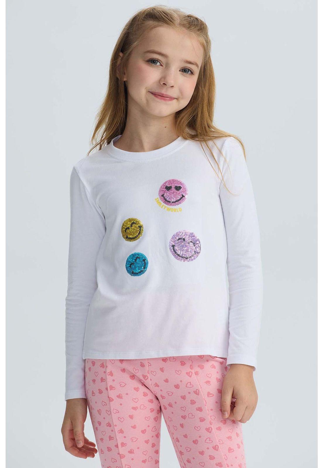 Polera Niña Lentejuelas Blanco-0