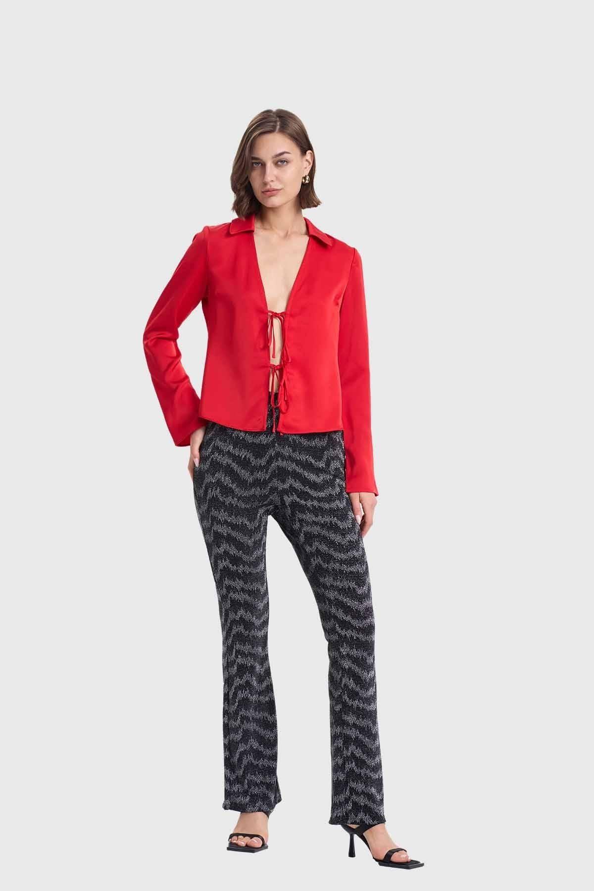 Blusa Mujer Con Amarras Rojo-3