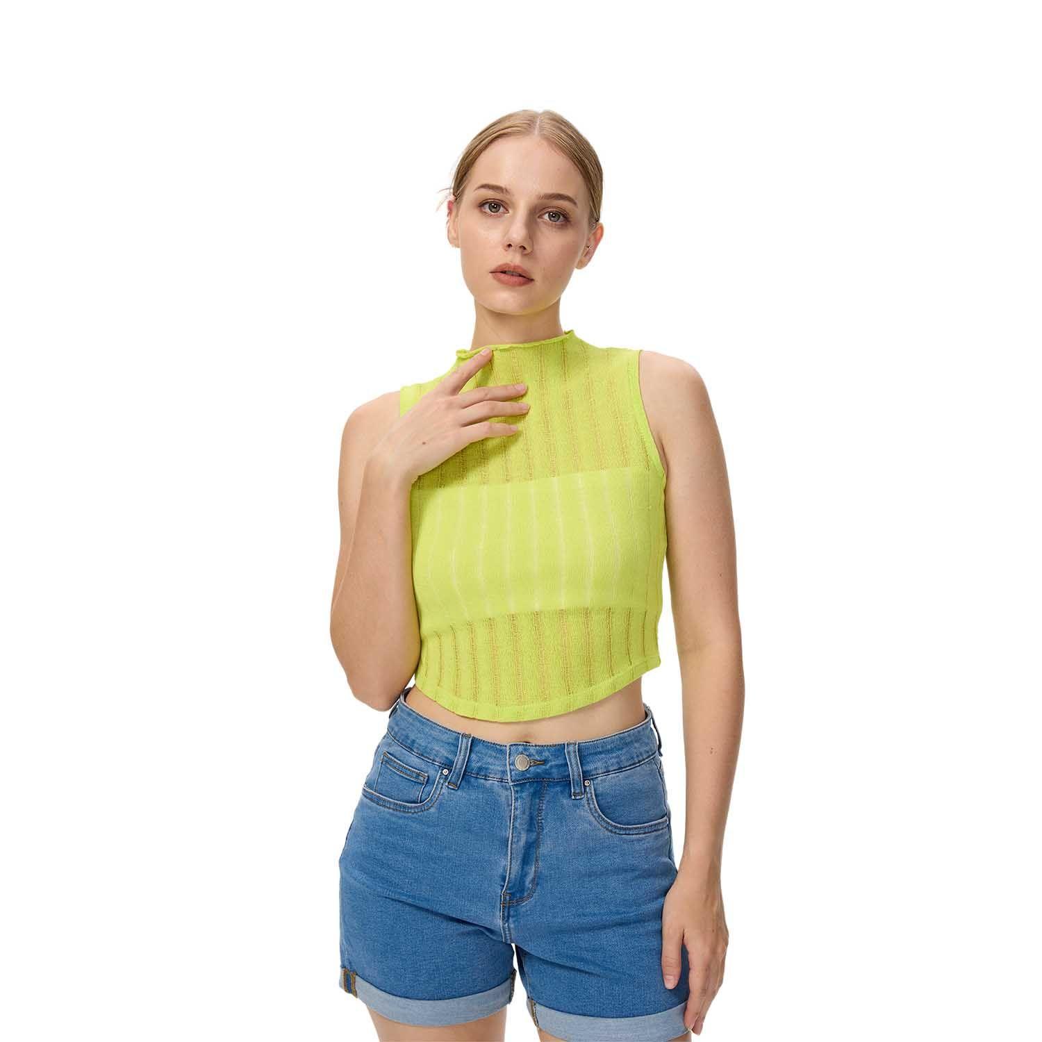 Polera Mujer Tejida Verde Limon Fashion's Park-0
