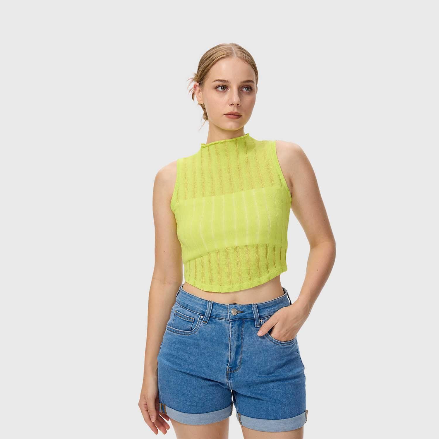 Polera Mujer Tejida Verde Limon Fashion's Park-1