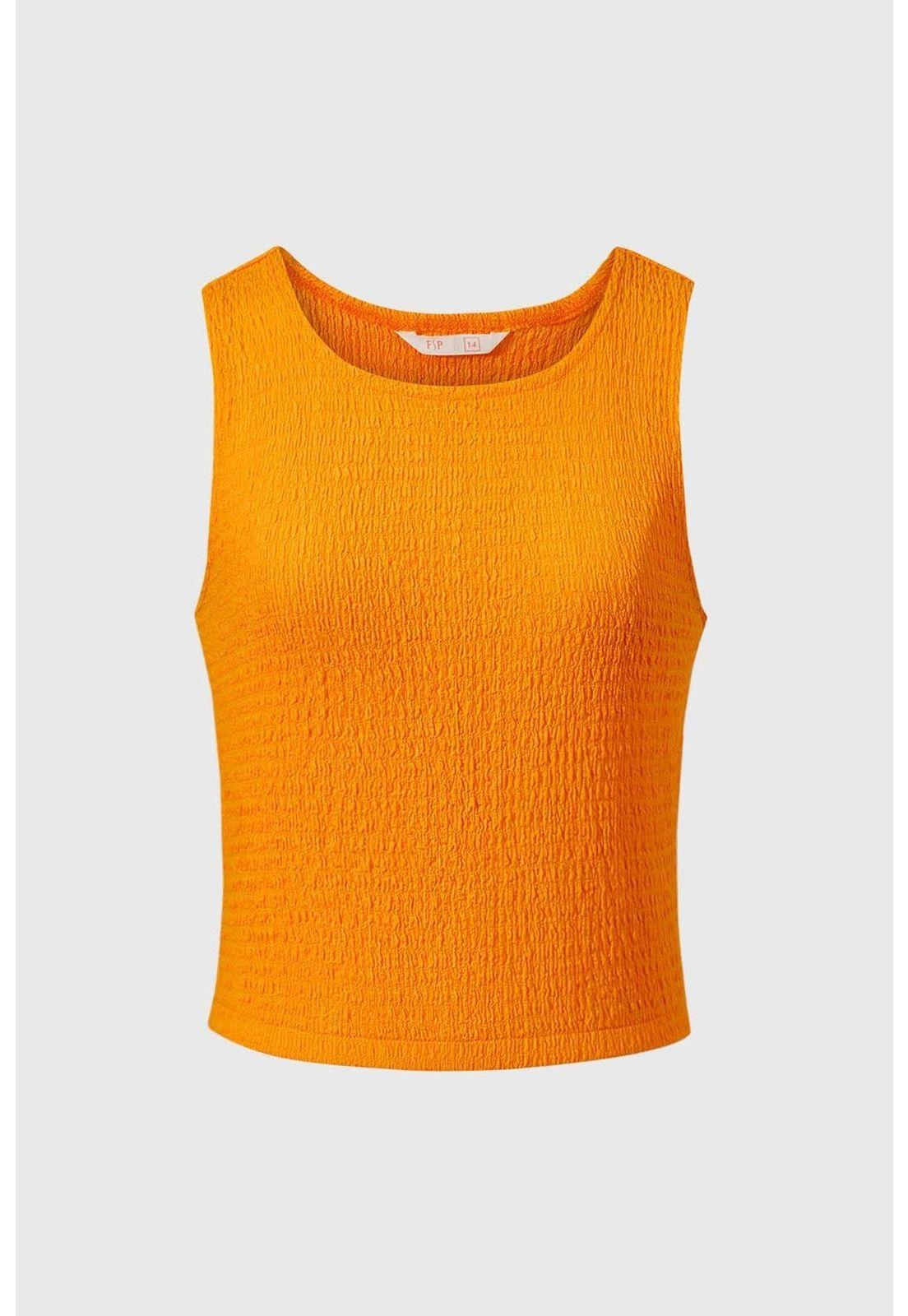 Polera Niña Tipo Peto Textura Naranjo-0