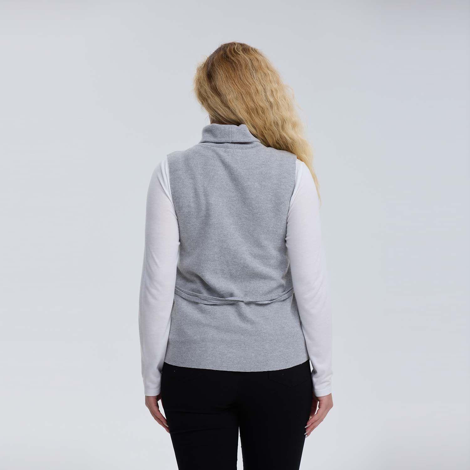 Sweater Mujer Con Amarra Gris Melange-2