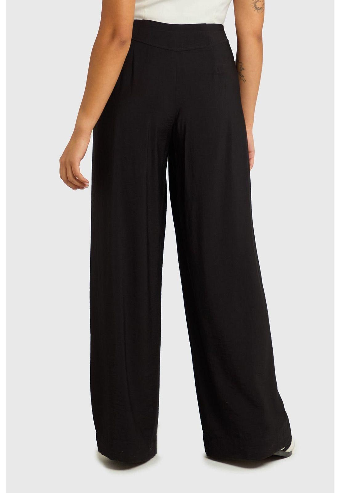 Pantalón Mujer Sastre Fluido Negro-1