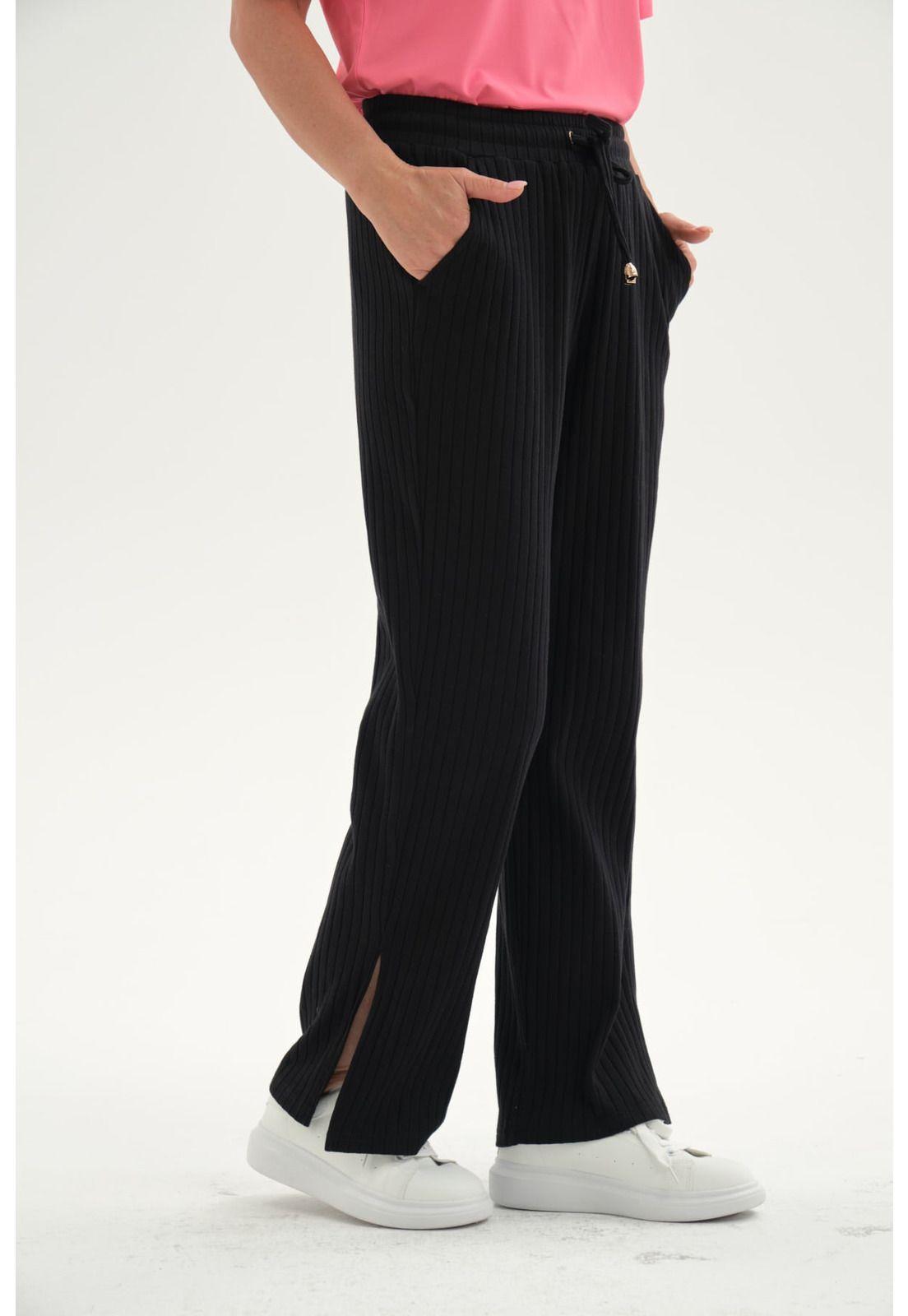 Pantalón Buzo Mujer Apertura Bota Negro-1