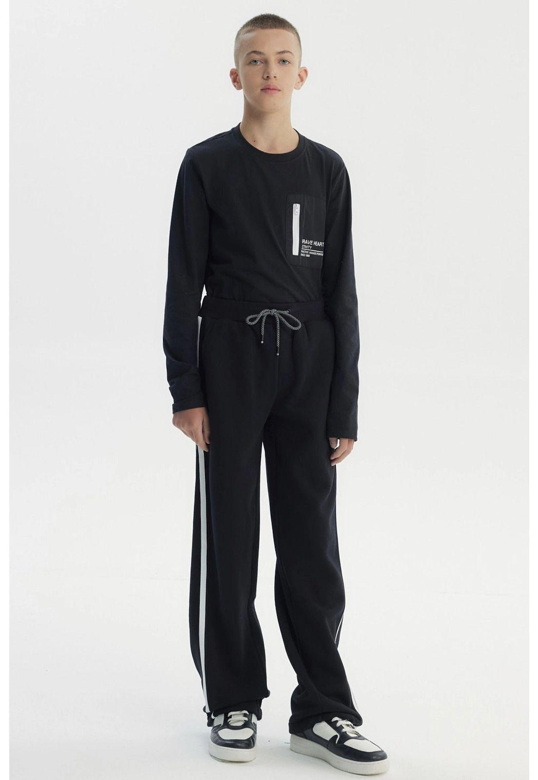Pantalón Buzo Niño Pitillo Negro - Vll-3