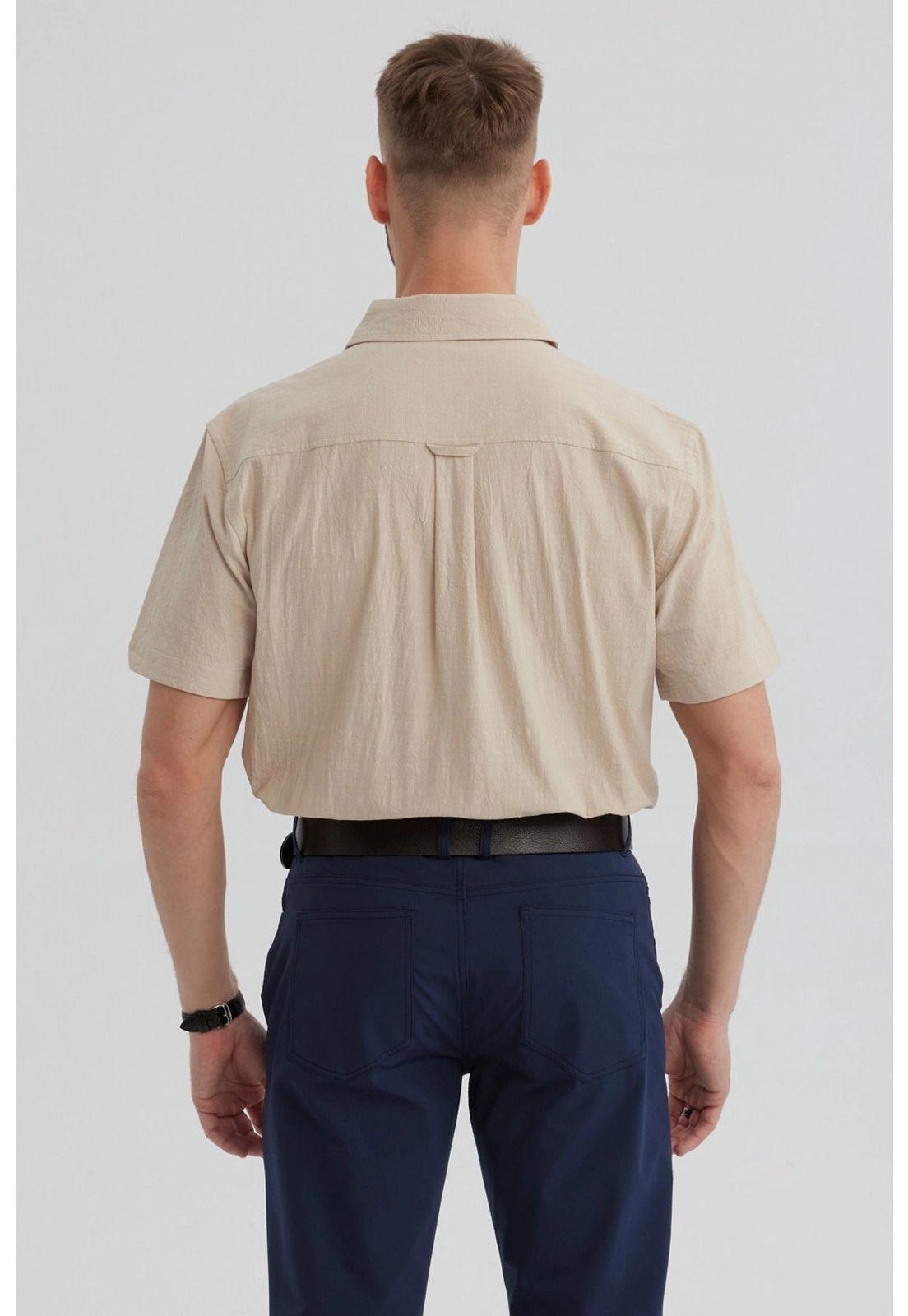 Camisa Hombre Lisa Beige - lll-2