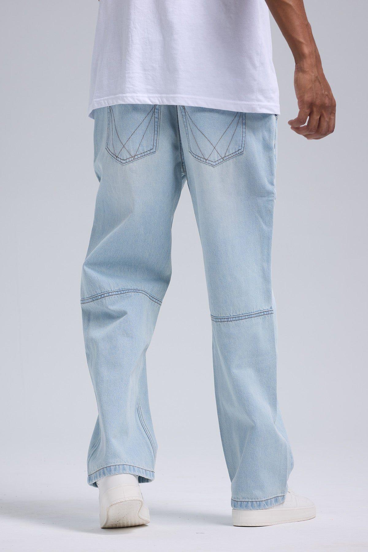 Jeans Hombre Recto Costura Azul-2